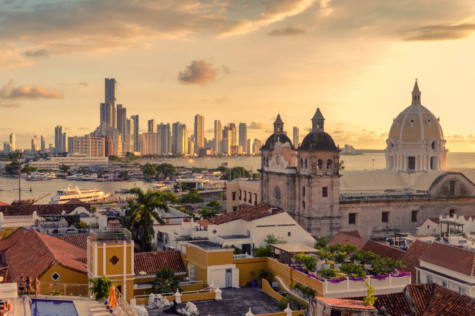 Beautiful sunset over Cartagena, Colombia